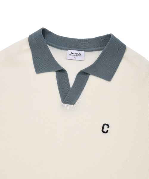 COVERNAT（カバーナット）の「Cロゴオープンカラー ハーフニット アイボリー（ニット/セーター・レディース・その他・SMALL/MEDIUM/LARGE/XX-LARGE）」の3枚目の写真