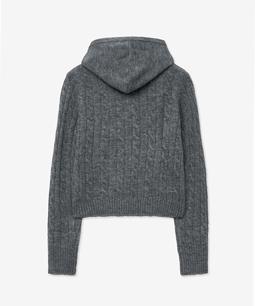 LADY VOLUME(レディーボリューム)の「WOOL KNIT CABLE SLIM HOOD ZIP UP_GRAY(カーディガン/ボレロ・レディース・その他・SMALL/MEDIUM)」の3枚目の写真