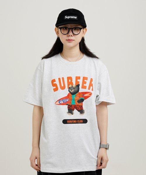 CREAM SODA LAB(クリームソーダラボ)の「グレーサーファー半袖Tシャツライトグレー(Tシャツ/カットソー・メンズ・その他・LARGE/MEDIUM/X-LARGE/XX-LARGE)」の1枚目の写真