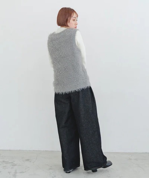 merrylatte（メリーラテ）の「フェザーニットベスト【IROHANI】（ベスト・レディース・グレー/ブラック・FREE）」の6枚目の写真