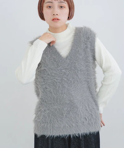 merrylatte（メリーラテ）の「フェザーニットベスト【IROHANI】（ベスト・レディース・グレー/ブラック・FREE）」の9枚目の写真