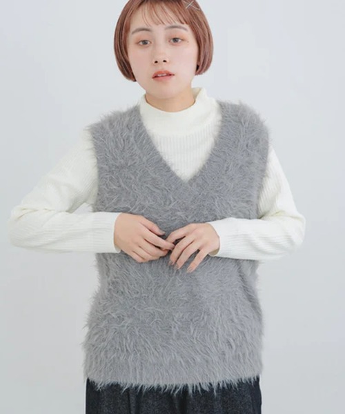 merrylatte（メリーラテ）の「フェザーニットベスト【IROHANI】（ベスト・レディース・グレー/ブラック・FREE）」の10枚目の写真