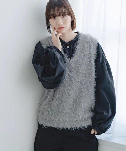 merrylatte（メリーラテ）の「フェザーニットベスト【IROHANI】（ベスト・レディース・グレー/ブラック・FREE）」の12枚目の写真