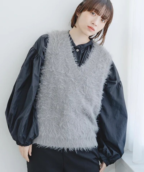 merrylatte（メリーラテ）の「フェザーニットベスト【IROHANI】（ベスト・レディース・グレー/ブラック・FREE）」の13枚目の写真