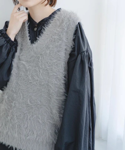 merrylatte（メリーラテ）の「フェザーニットベスト【IROHANI】（ベスト・レディース・グレー/ブラック・FREE）」の14枚目の写真