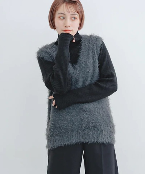merrylatte（メリーラテ）の「フェザーニットベスト【IROHANI】（ベスト・レディース・グレー/ブラック・FREE）」の15枚目の写真