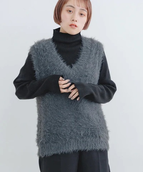 merrylatte（メリーラテ）の「フェザーニットベスト【IROHANI】（ベスト・レディース・グレー/ブラック・FREE）」の16枚目の写真