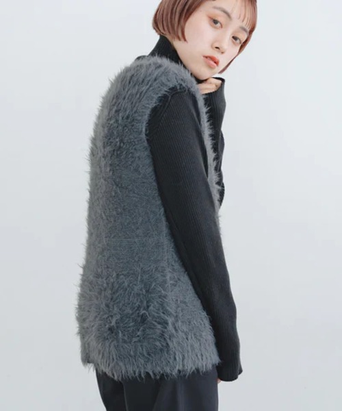 merrylatte（メリーラテ）の「フェザーニットベスト【IROHANI】（ベスト・レディース・グレー/ブラック・FREE）」の18枚目の写真