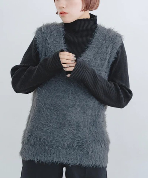 merrylatte（メリーラテ）の「フェザーニットベスト【IROHANI】（ベスト・レディース・グレー/ブラック・FREE）」の20枚目の写真