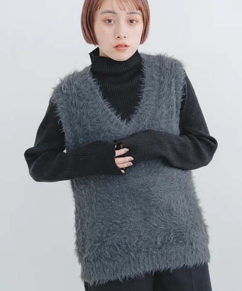 merrylatte（メリーラテ）の「フェザーニットベスト【IROHANI】（ベスト・レディース・グレー/ブラック・FREE）」の21枚目の写真