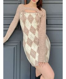 RESEXXY | アーガイルタイトニットミニワンピース(ワンピース)