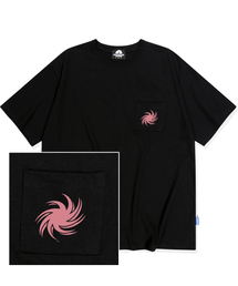 ピンクトルネードロゴポケットTシャツ - ブラック