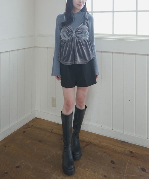 archives（アルシーヴ）の「ラインストーンベロアビスチェ×フレアリブニットＳＥＴ（アンサンブル・レディース・ブルー/アイボリー/ブラック/ピンクベージュ・MEDIUM）」の19枚目の写真