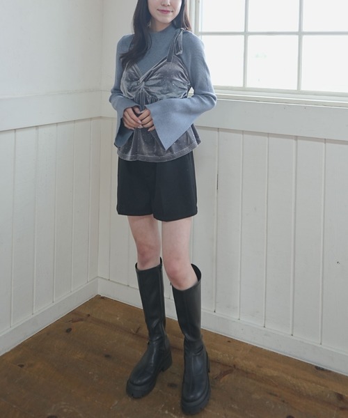 archives（アルシーヴ）の「ラインストーンベロアビスチェ×フレアリブニットＳＥＴ（アンサンブル・レディース・ブルー/アイボリー/ブラック/ピンクベージュ・MEDIUM）」の20枚目の写真