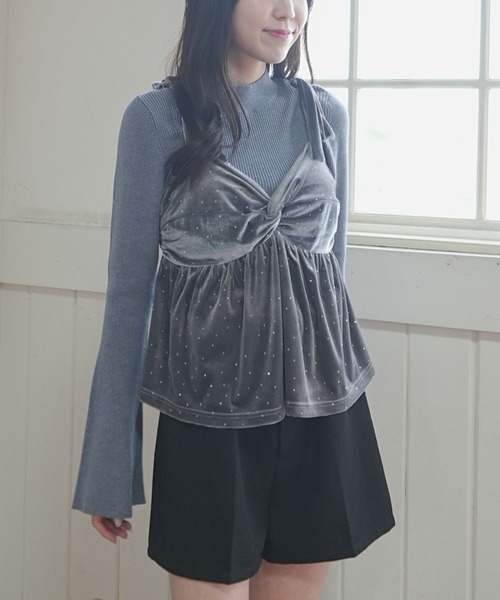 archives（アルシーヴ）の「ラインストーンベロアビスチェ×フレアリブニットＳＥＴ（アンサンブル・レディース・ブルー/アイボリー/ブラック/ピンクベージュ・MEDIUM）」の17枚目の写真