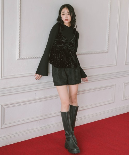 archives（アルシーヴ）の「ラインストーンベロアビスチェ×フレアリブニットＳＥＴ（アンサンブル・レディース・ブルー/アイボリー/ブラック/ピンクベージュ・MEDIUM）」の11枚目の写真