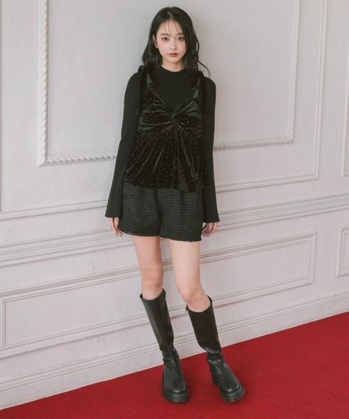 archives（アルシーヴ）の「ラインストーンベロアビスチェ×フレアリブニットＳＥＴ（アンサンブル・レディース・ブルー/アイボリー/ブラック/ピンクベージュ・MEDIUM）」の14枚目の写真