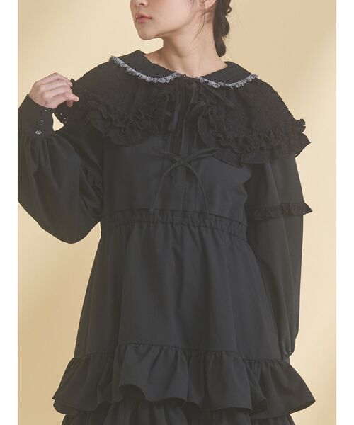 merry jenny(メリージェニー)の「lace frill collar(付け襟・レディース・ベージュ/ブラック/オフホワイト・FREE)」の2枚目の写真