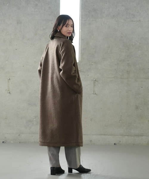 TRUDEA(トルディア)の「ロングチェスターシャギーコート(チェスターコート・レディース・ブラウン/ブラック/チャコールグレー・MEDIUM)」の5枚目の写真
