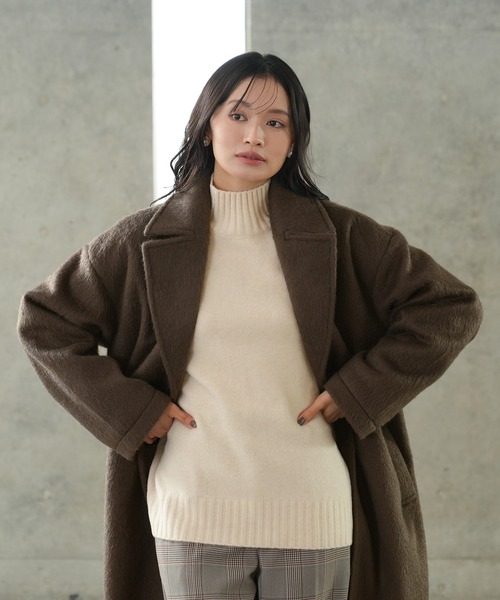 TRUDEA(トルディア)の「ロングチェスターシャギーコート(チェスターコート・レディース・ブラウン/ブラック/チャコールグレー・MEDIUM)」の9枚目の写真