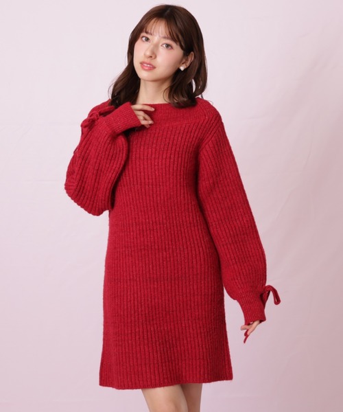 JILL by JILL STUART（ジルバイジルスチュアート）の「袖リボンニットワンピース（ワンピース・レディース・レッド/ホワイト/ベージュ・FREE）」の11枚目の写真