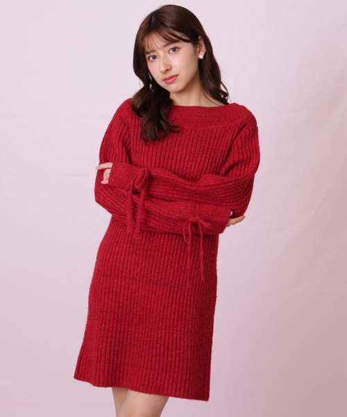 JILL by JILL STUART（ジルバイジルスチュアート）の「袖リボンニットワンピース（ワンピース・レディース・レッド/ホワイト/ベージュ・FREE）」の10枚目の写真
