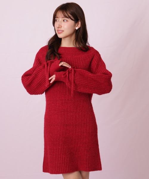 JILL by JILL STUART（ジルバイジルスチュアート）の「袖リボンニットワンピース（ワンピース・レディース・レッド/ホワイト/ベージュ・FREE）」の12枚目の写真