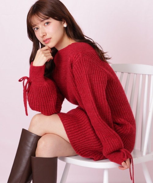 セール】袖リボンニットワンピース（ワンピース）｜JILL by JILL