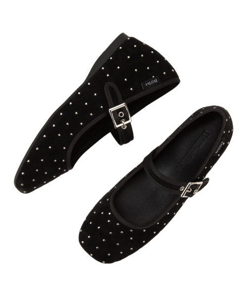 DIFFERSHOE（ディファーシュー）の「ベルリン スクエア ドット メリージェーン 5CM [スエード]（バレエシューズ・レディース・ブラック・23cm/23.5cm/24cm/24.5cm/25cm/22.5cm）」の3枚目の写真