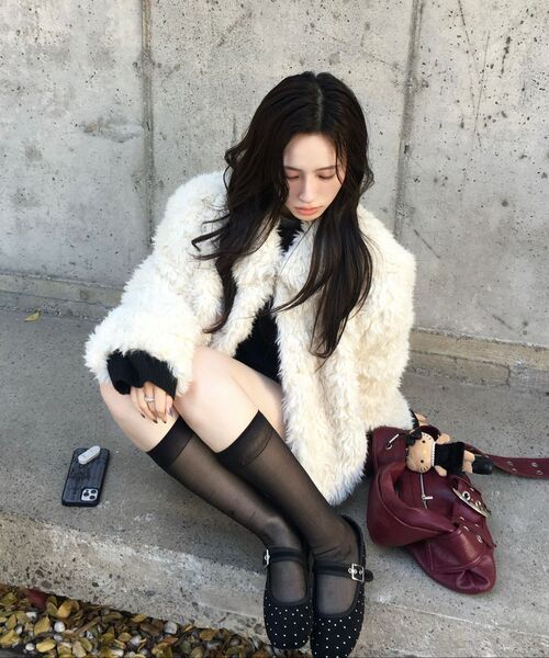 DIFFERSHOE（ディファーシュー）の「ベルリン スクエア ドット メリージェーン 5CM [スエード]（バレエシューズ・レディース・ブラック・23cm/23.5cm/24cm/24.5cm/25cm/22.5cm）」の11枚目の写真