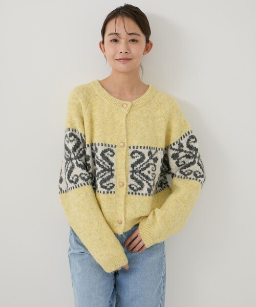 Jayro(ジャイロ)の「アイルジャガードカーディガン(ニット/セーター・レディース・サックスブルー/ライトグレー/ベージュ/イエロー・FREE)」の12枚目の写真