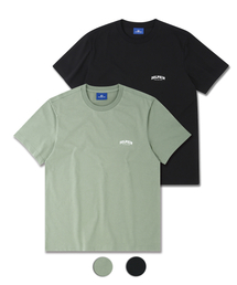 [2パック]ドルフィンアーチロゴTシャツライトカーキブラック