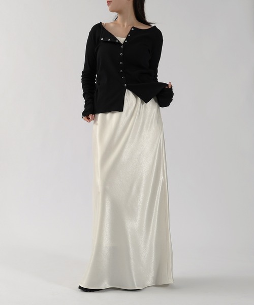 andme（アンドミー）の「サテンロングスカート（スカート・レディース・ブラウン/ブラック/アイボリー・M）」の19枚目の写真