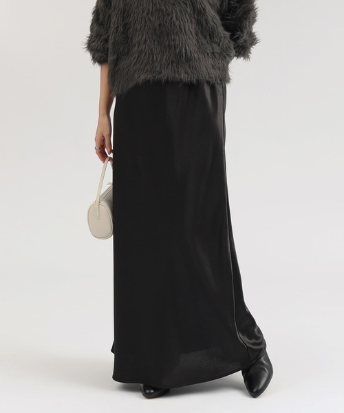 andme（アンドミー）の「サテンロングスカート（スカート・レディース・ブラウン/ブラック/アイボリー・M）」の21枚目の写真