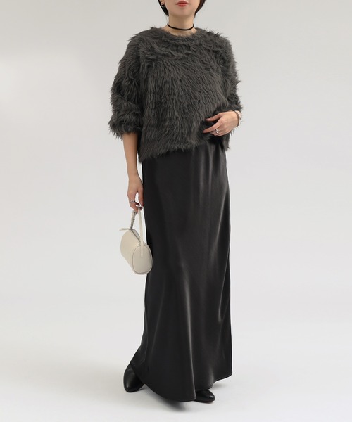 andme（アンドミー）の「サテンロングスカート（スカート・レディース・ブラウン/ブラック/アイボリー・M）」の22枚目の写真