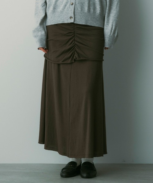 SERENO(セレーノ)の「ドローストリングロングスカート(スカート・レディース・ブラウン/ブラック・L/M)」の2枚目の写真