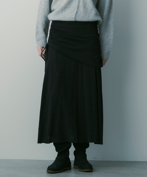 SERENO(セレーノ)の「ドローストリングロングスカート(スカート・レディース・ブラウン/ブラック・L/M)」の1枚目の写真