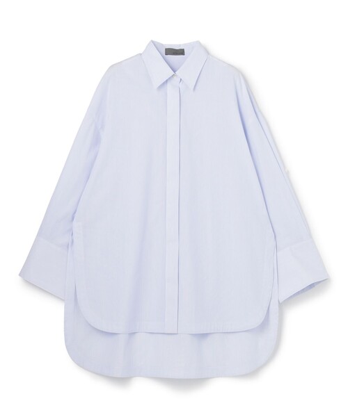 uncrave(アンクレイヴ)の「コットンクロスストライプ BIGシャツ(シャツ/ブラウス・レディース・ネイビー系5/サックスブルー系5・1)」の2枚目の写真