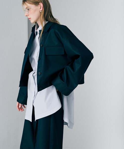 uncrave(アンクレイヴ)の「コットンクロスストライプ BIGシャツ(シャツ/ブラウス・レディース・ネイビー系5/サックスブルー系5・1)」の6枚目の写真