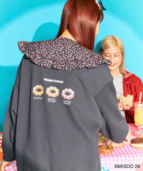 LEPSIM(レプシィム)の「【Mister Donut】イラストクルースウェット 627319(スウェット・レディース・グレー/チャコールグレー・FREE)」の2枚目の写真