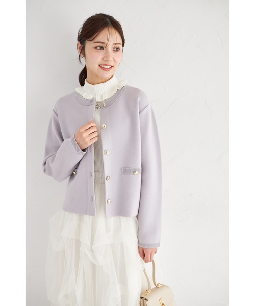tocco closet（トッコ　クローゼット）の「フェイクポケット付きゴールド釦ニットジャケット（カーディガン/ボレロ・レディース・ネイビー/ラベンダー/ピンク/アイボリー・M）」の11枚目の写真