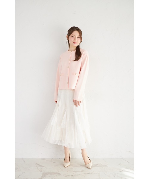tocco closet（トッコ　クローゼット）の「フェイクポケット付きゴールド釦ニットジャケット（カーディガン/ボレロ・レディース・ネイビー/ラベンダー/ピンク/アイボリー・M）」の16枚目の写真