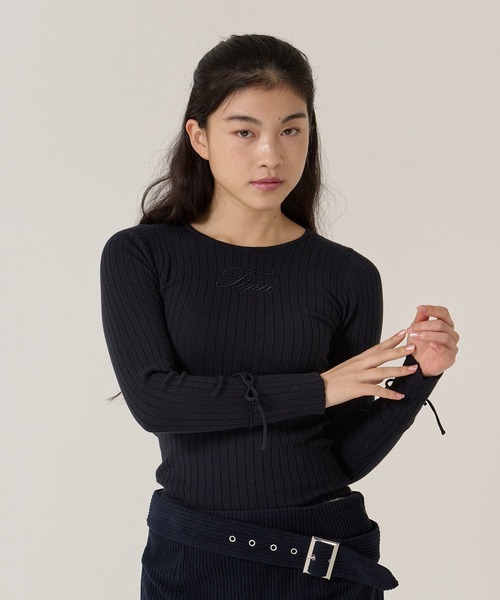 TINA：JOJUN（ティーナジョジュン）の「刺繍入り ワイド リブ ニット プルオーバー TINA：JOJUN（ニット/セーター・レディース・アイボリー/オリーブ・M）」の12枚目の写真