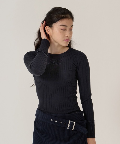 TINA：JOJUN（ティーナジョジュン）の「刺繍入り ワイド リブ ニット プルオーバー TINA：JOJUN（ニット/セーター・レディース・アイボリー/オリーブ・M）」の13枚目の写真