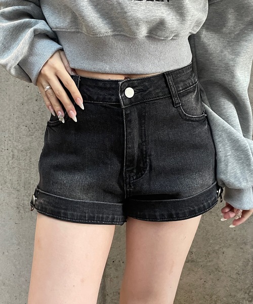 ROGER AND RAW(ロジャーアンドロウ)の「デザインミニデニムパンツ(デニムパンツ・レディース・ブラック/ブルー・SMALL/MEDIUM)」の5枚目の写真