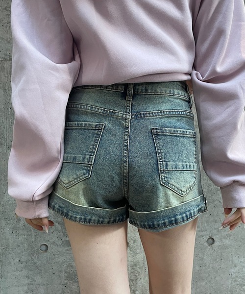ROGER AND RAW(ロジャーアンドロウ)の「デザインミニデニムパンツ(デニムパンツ・レディース・ブラック/ブルー・SMALL/MEDIUM)」の10枚目の写真