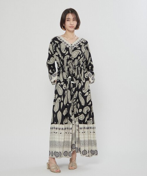 Remind me and forever（リマインドミーアンドフォーエバー）の「【India series】【nane/WEB限定】エスニック柄マキシワンピース（ワンピース・レディース・グリーン/ブラック・FREE）」の2枚目の写真