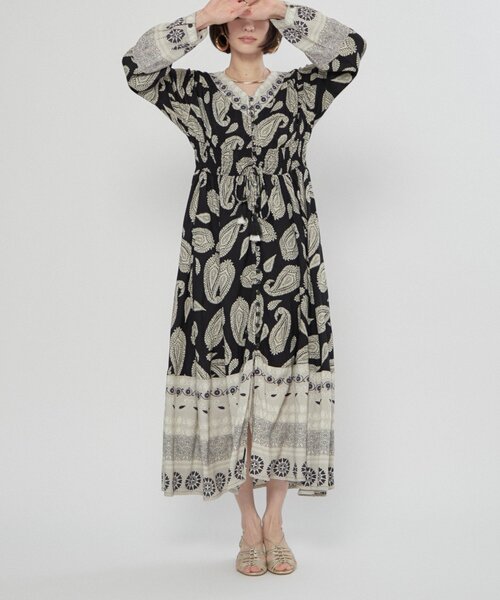 Remind me and forever（リマインドミーアンドフォーエバー）の「【India series】【nane/WEB限定】エスニック柄マキシワンピース（ワンピース・レディース・グリーン/ブラック・FREE）」の5枚目の写真