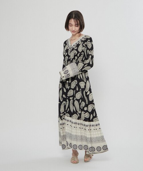Remind me and forever（リマインドミーアンドフォーエバー）の「【India series】【nane/WEB限定】エスニック柄マキシワンピース（ワンピース・レディース・グリーン/ブラック・FREE）」の6枚目の写真