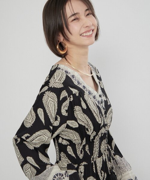 Remind me and forever（リマインドミーアンドフォーエバー）の「【India series】【nane/WEB限定】エスニック柄マキシワンピース（ワンピース・レディース・グリーン/ブラック・FREE）」の9枚目の写真